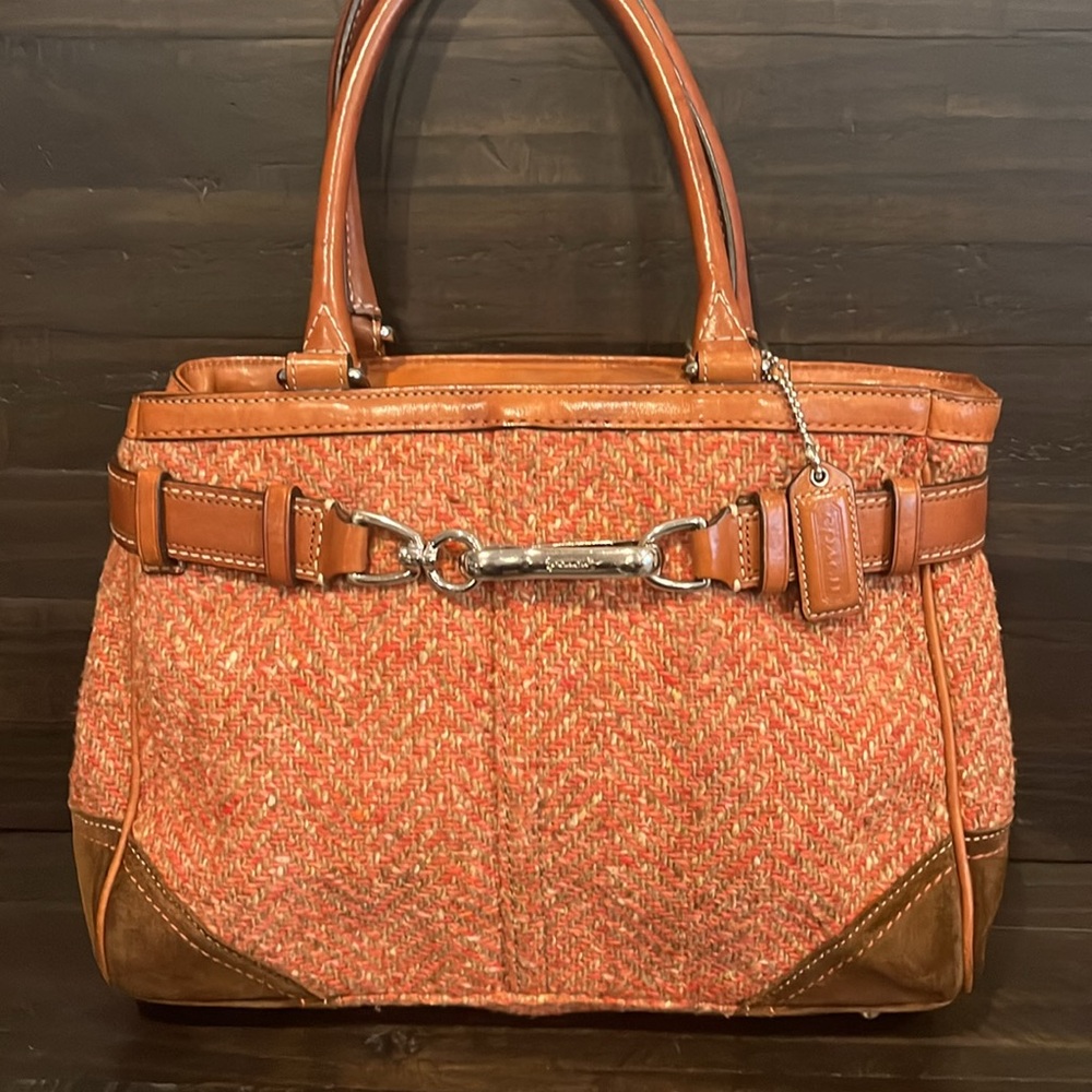 Coach Hampton Herringbone Tweed Satchel - F11215 NEAR VINTAGE